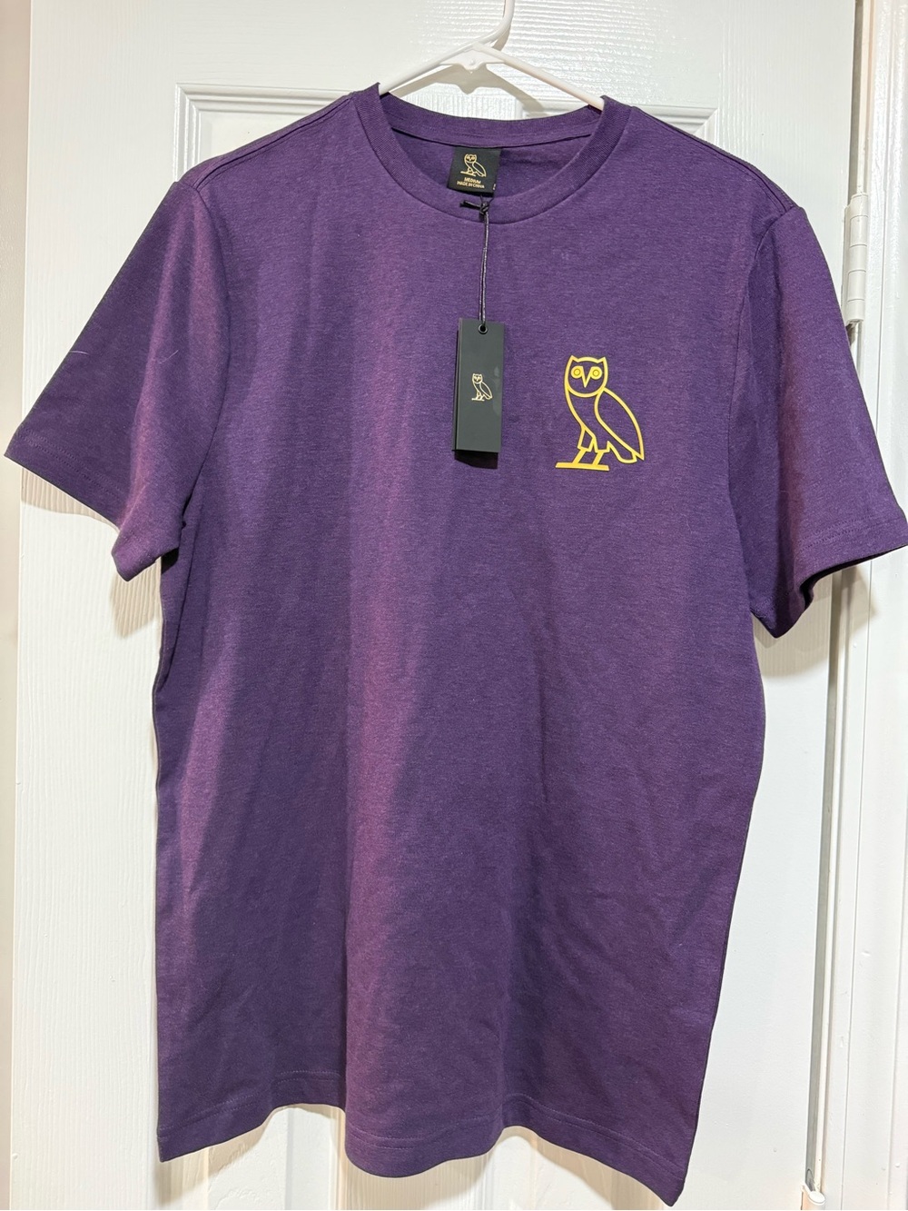 OVO Purple Short-Sleeve Tee with Yellow Owl Emblem / men’s medium
